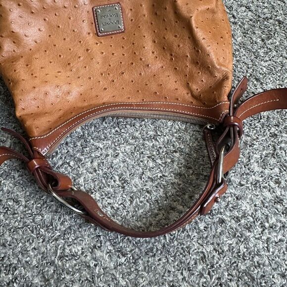 Dooney & Bourke Ostrich Hobo Shoulder Bag Brown Leather Zip Purse - Picture 8 of 12